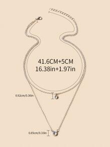 水鑽細節多層次項鍊 - 銀色 - 查看 3