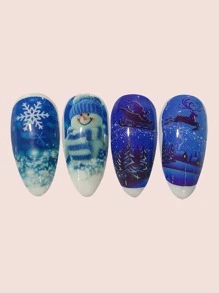 2sheets Christmas Cartoon Graphic Nail Water Decal - Multicolor - View 2