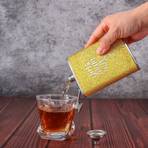 

1pc Glitter Hip Flask, Gold