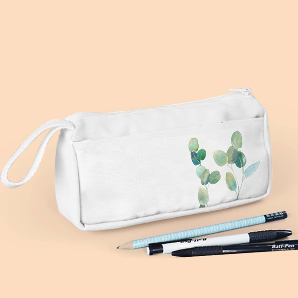 

Leaf Print Pencil Bag, White