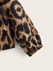 SHEIN Niñitas Blusa con estampado de leopardo ribete con fruncido - Multicolor - Ver 3
