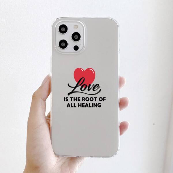 

Heart & Letter Graphic Phone Case, Clear