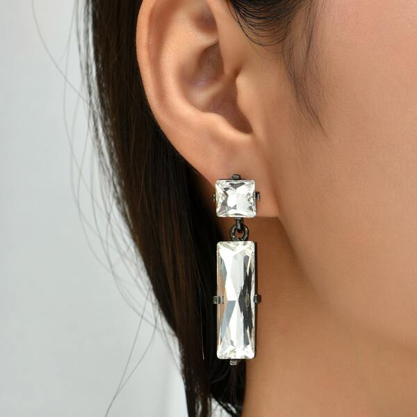 

Geo Decor Drop Earrings, White
