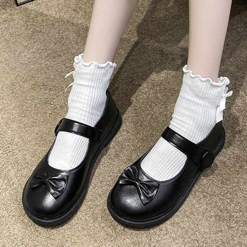 

Bow Decor Flat Mary Janes, Black