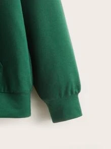 SHEIN Tween Boy Letter Graphic Drop Shoulder Kangaroo Pocket Sweatshirt - Green - View 4