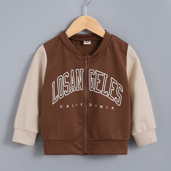 

Toddler Boys Letter Graphic Zipper Bomber Jacket, Multicolor