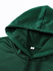 Manfinity Homme Hombres Capucha unicolor con bolsillo de canguro con cordón - Verde - Ver 4