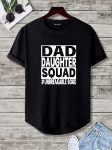 Manfinity Homme Men T-Shirts Fit Crew Neck Short Sleeve Slogan Tee Letter Graphic Casual Summer Polyester - Black - View 1