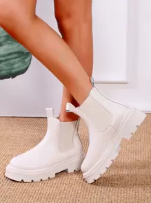 Giày bốt Nữ Thời trang Trượt trên - Màu be - Xem 1