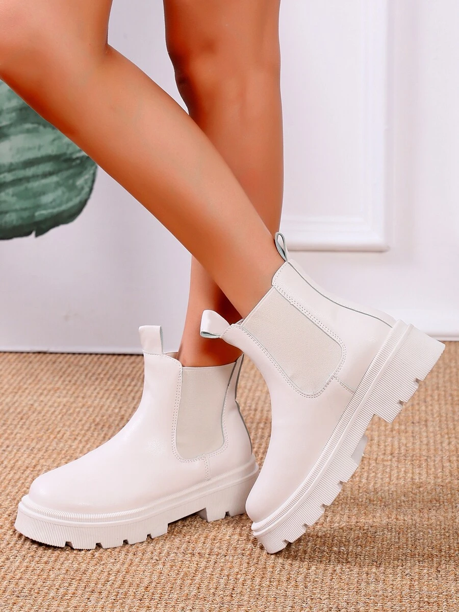 Giày bốt Nữ Thời trang Trượt trên - Màu be - Xem 1