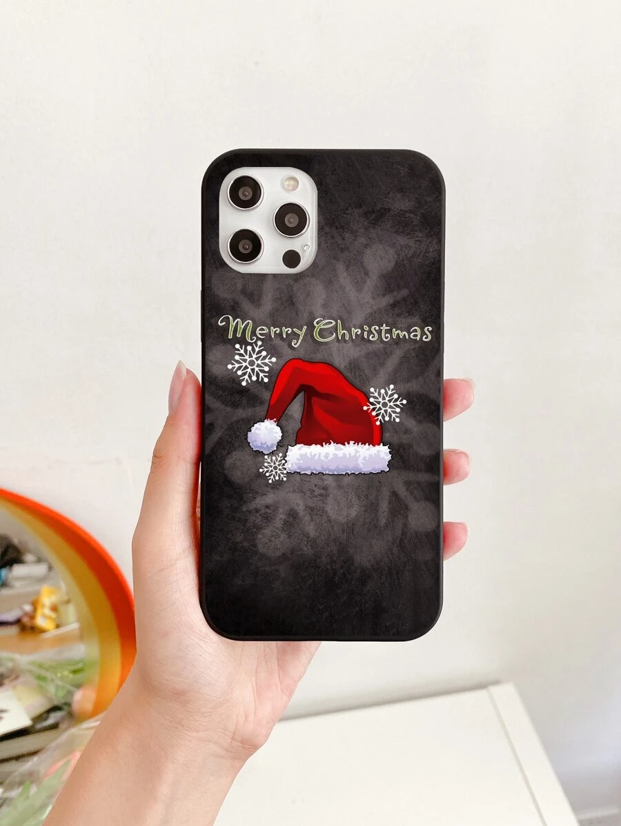 Christmas Hat Print Phone Case - Multicolor - View 1