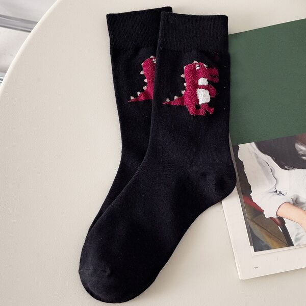 

Cartoon Animal Print Crew Socks, Multicolor