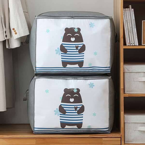 

1pc Bear Print Clothes Storage Bag, Multicolor
