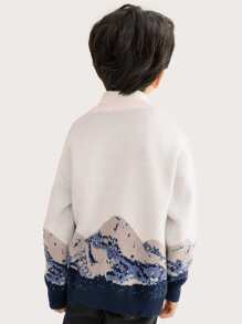 Niños Cárdigan montaña patrón de hombros caídos - Multicolor - Ver 2