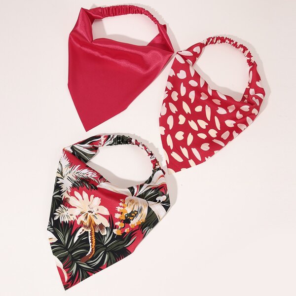 

3pcs Floral Print Kerchief, Multicolor