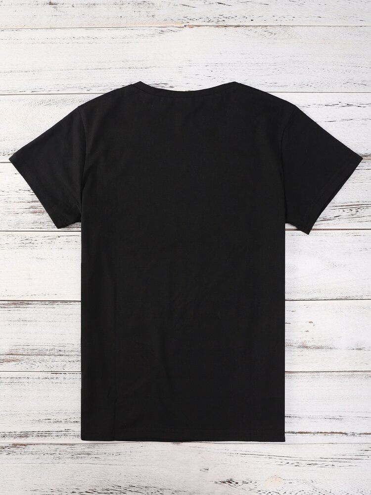 Camiseta gato con con estampado de luna - Negro - Añade 2