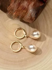 Faux Pearl Decor Earrings - Champagne - View 2