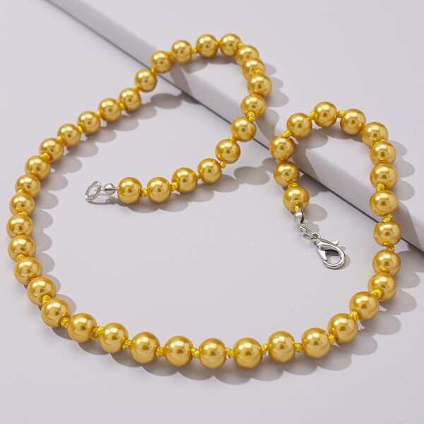 

Simple Beaded Necklace, Yellow