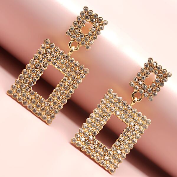 

Rhinestone Geo Decor Drop Earrings, Gold