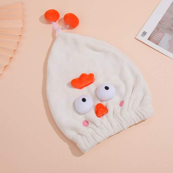 

Cartoon Chick Design Hair Drying Cap, Beige
