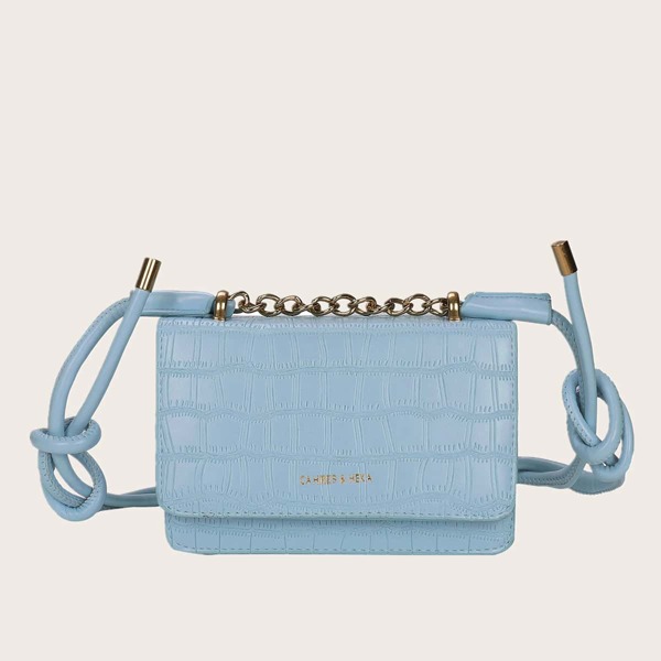

Croc Embossed Flap Crossbody Bag, Blue