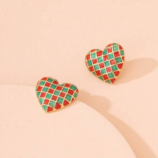 

Heart Decor Stud Earrings, Multicolor