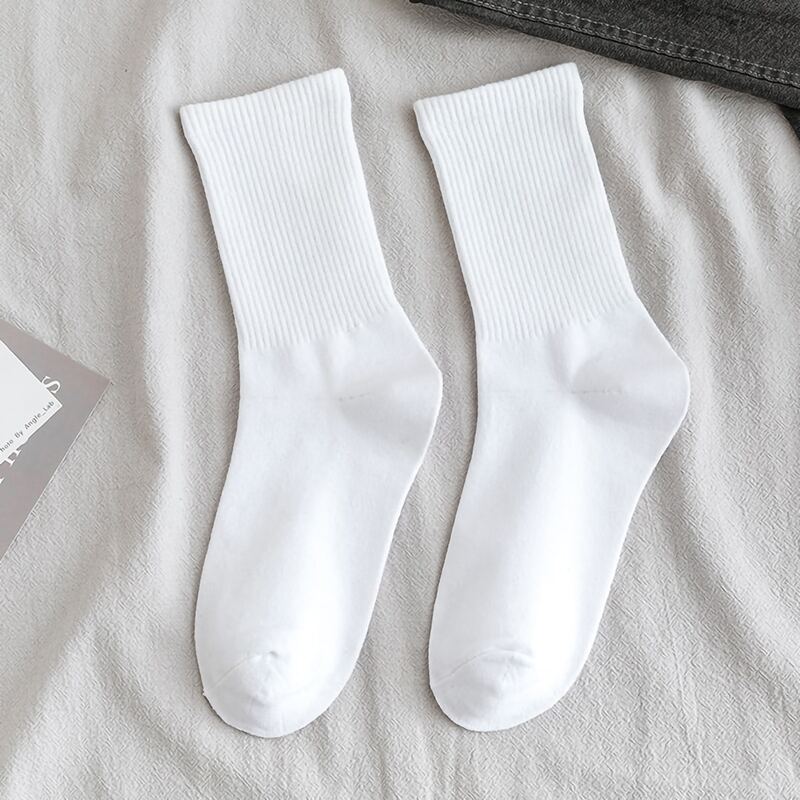 

Plain Crew Socks, White