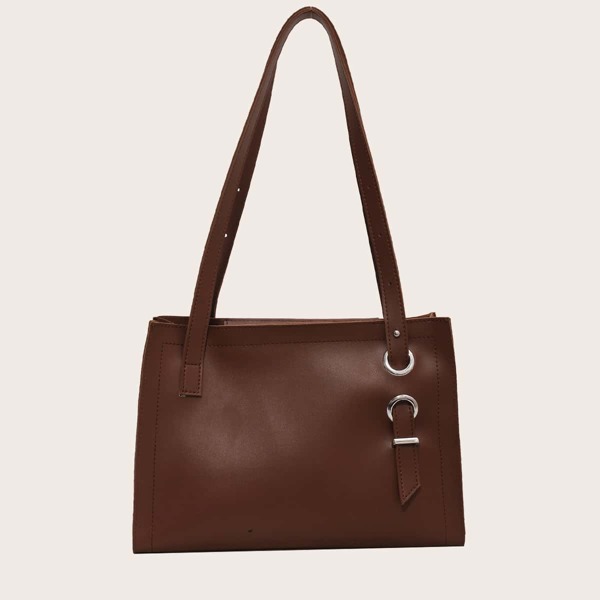

Minimalist Eyelet Detail Shoulder Tote Bag, Coffee brown
