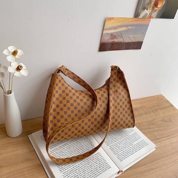 

All Over Print Square Bag, Brown