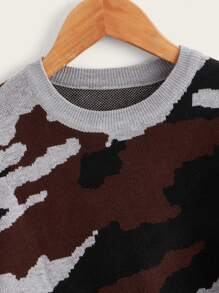 Boys Camo Pattern Drop Shoulder Jumper - Multicolor - View 4