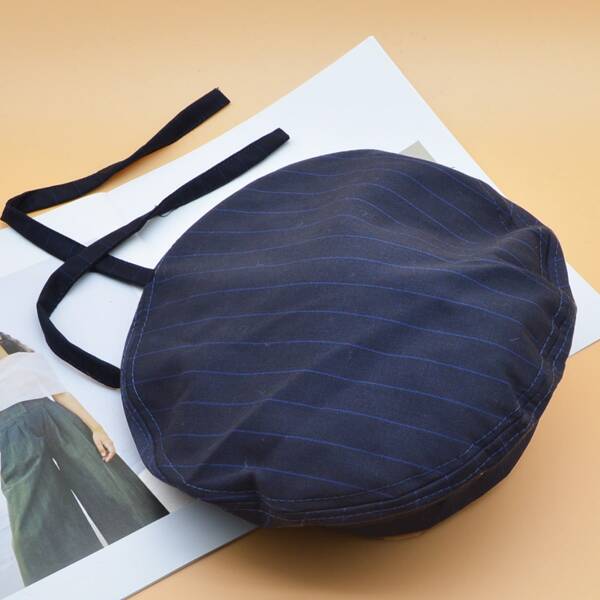 

Striped Pattern Beret, Navy blue