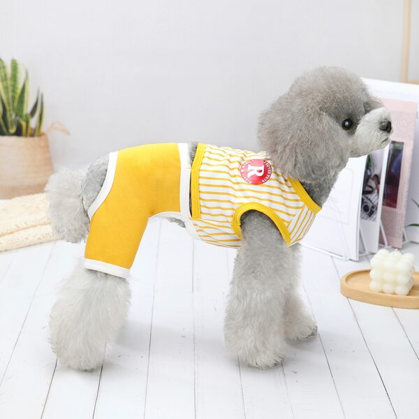 

Striped Print Pet Jumpsuit, Yellow