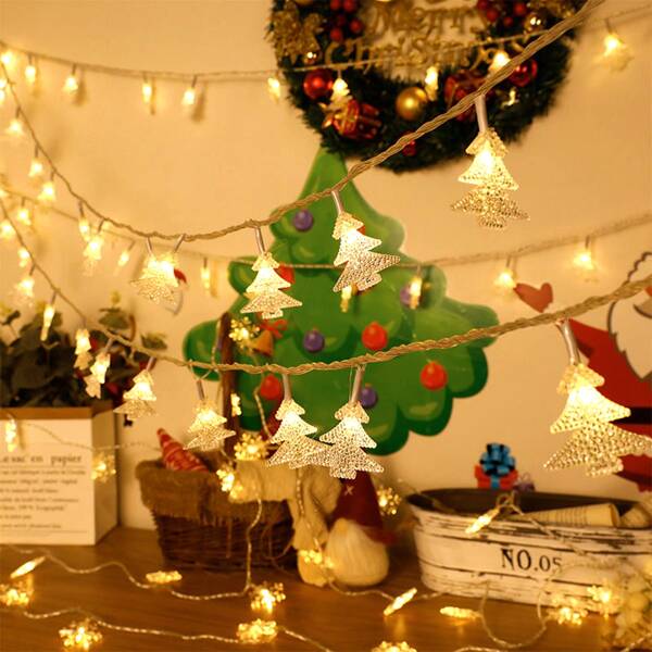 

1pc Christmas String Light With 20pcs Tree Shaped Bulb, Yellow