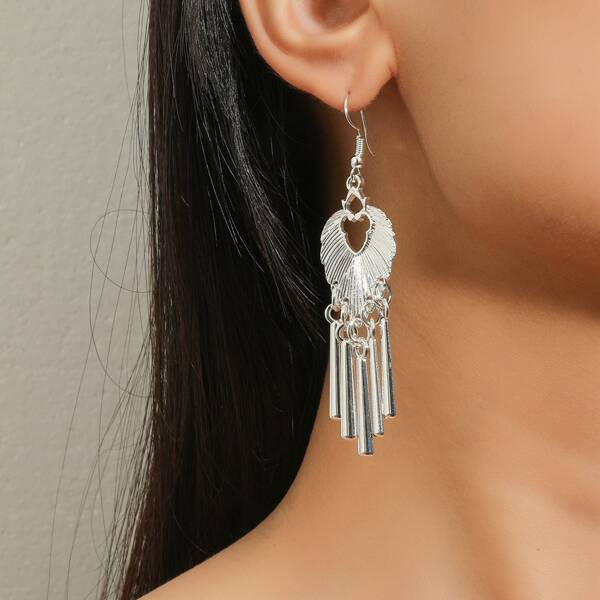 

Metal Tassel Earrings, Silver