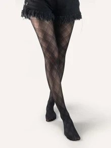 Medias con patrón geométrico - Negro - Ver 1
