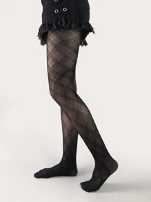 Medias con patrón geométrico - Negro - Ver 3