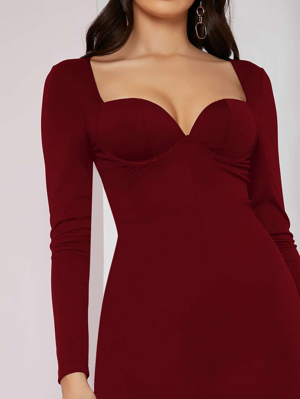 Split Front Solid Bodycon Dress
