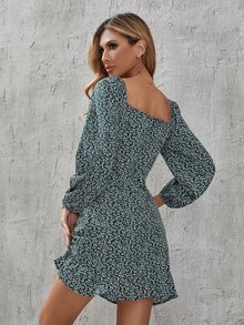Đầm Thắt nút Viên lá sen Trọn gói Thực vật Tất cả trên in Boho - Nhiều màu - Xem 2
