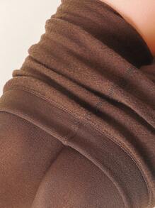1pc Women's Coffee Color Thickened And Thermal Lined Warm Tights For Autumn And Winter - Coffee Brown - View 4
