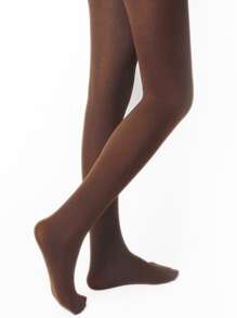 1pc Women's Coffee Color Thickened And Thermal Lined Warm Tights For Autumn And Winter - Coffee Brown - View 6