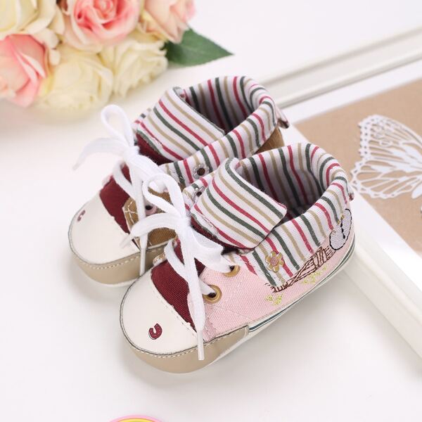 

Baby Cartoon Graphic Lace-up Front Sneakers, Pink