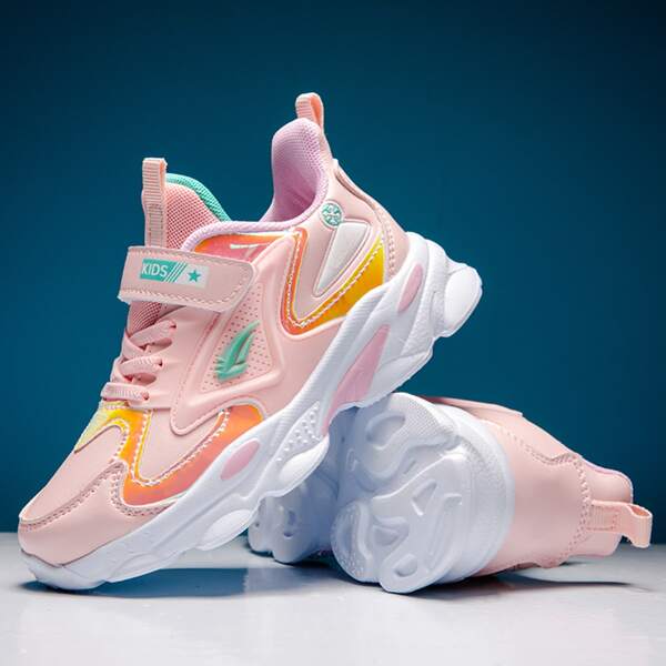 

Girls Colorblock Velcro Strap Chunky Trainers, Pink