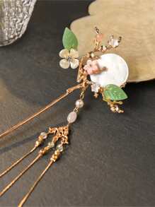 1個女性古裝頭飾配件,掛飾流蘇簪子適用於旗袍/漢服/髮髻髮型 - 彩色 - 查看 2