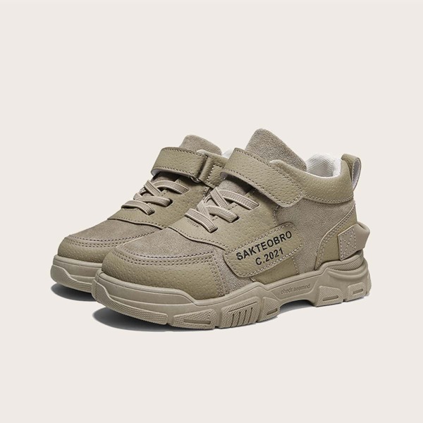

Boys Letter Patch Velcro Strap Sneakers, Camel
