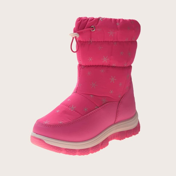 

Girls Snowflake Graphic Mid Calf Snow Boots, Pink