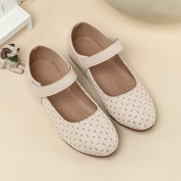 

Girls Geometric Graphic Flats, Beige