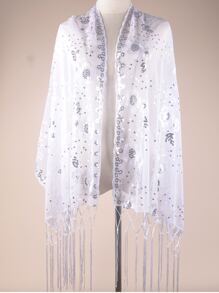 Khăn choàng trang trí Sequin - trắng - Xem 1