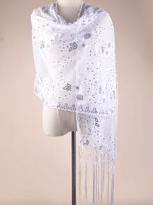 Khăn choàng trang trí Sequin - trắng - Xem 2