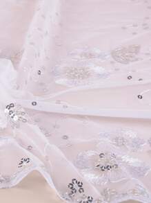 Khăn choàng trang trí Sequin - trắng - Xem 3