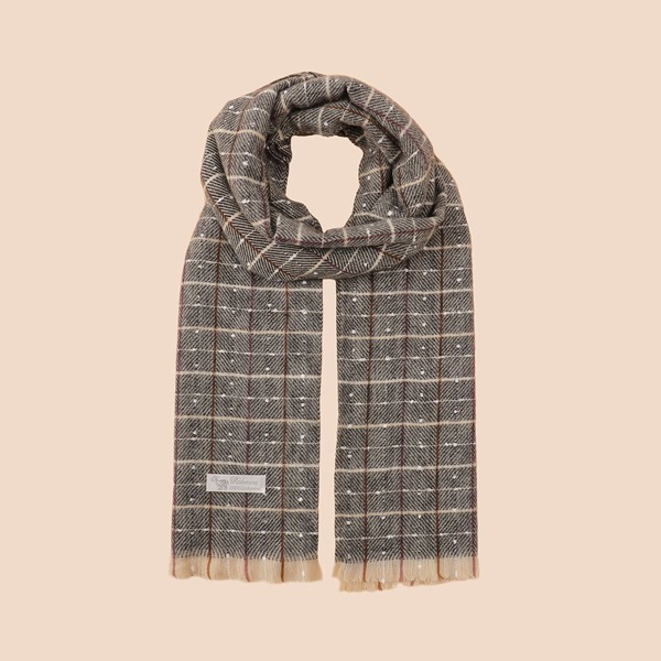 

Plaid Pattern Fringe Hem Scarf, Multicolor